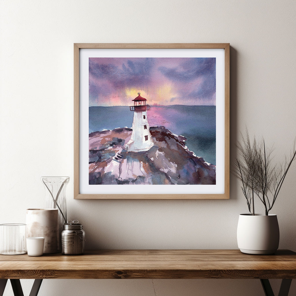 Sunrise Lighthouse Haven (Original Painting)