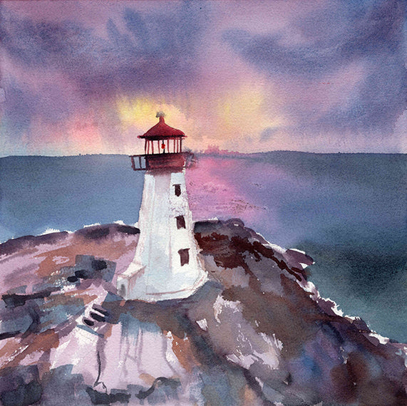 Sunrise Lighthouse Haven (Original Painting)